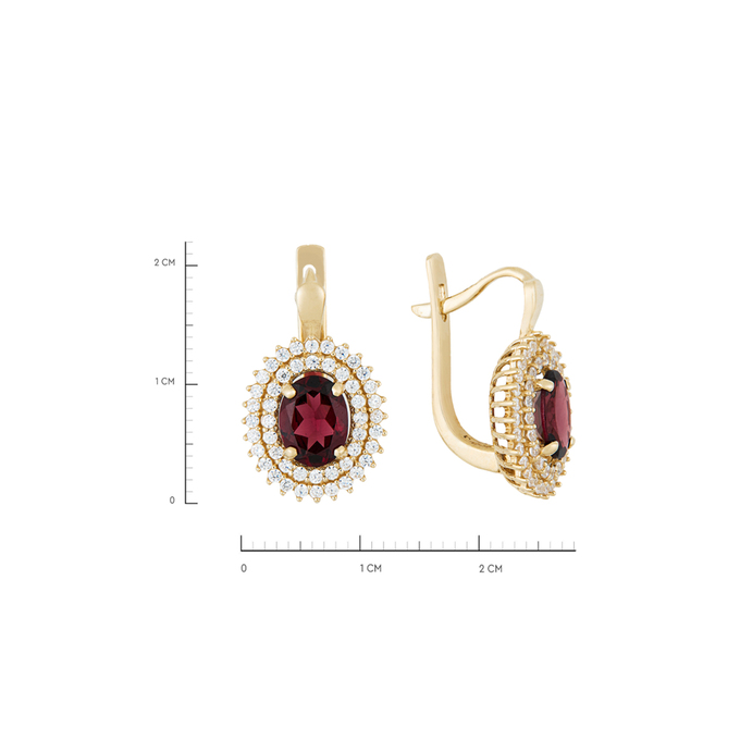 Серьги из золота 585 пробы c гранатами и фианитами, Л 3208 8330 за 56080