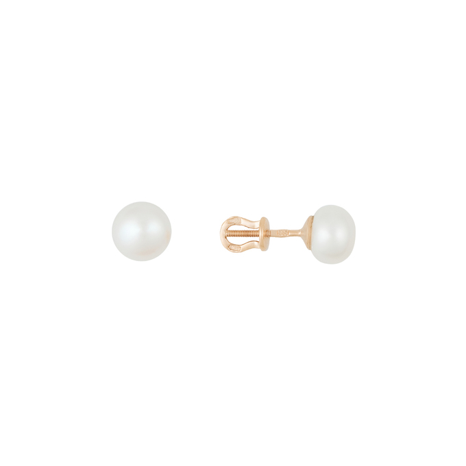 Серьги из золота 585 пробы c культ. жемчугом, Л 2809 8390 за 24400