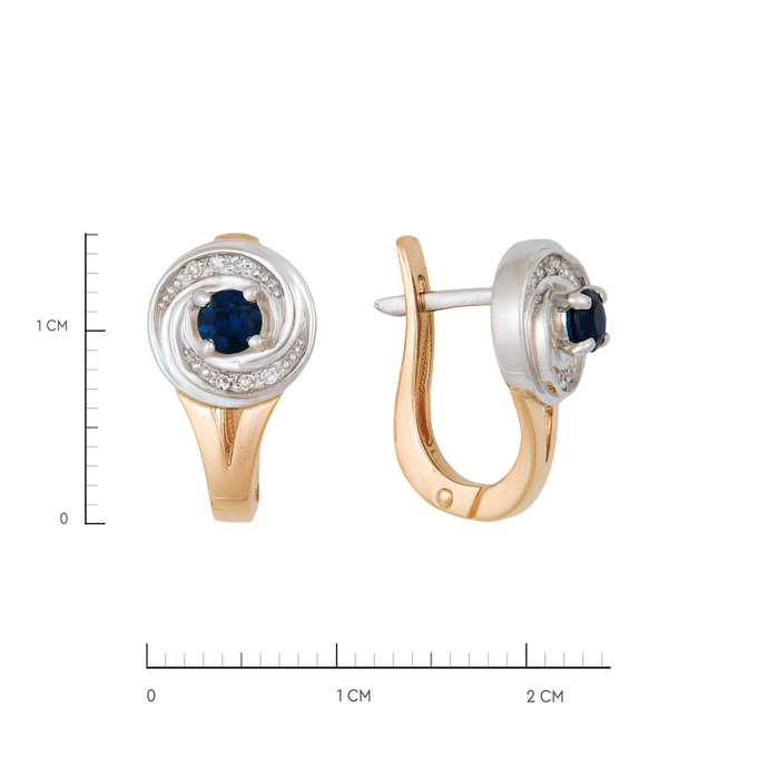 Серьги из золота 585 пробы c сапфирами и бриллиантами, Ц О007 2514 за 52400