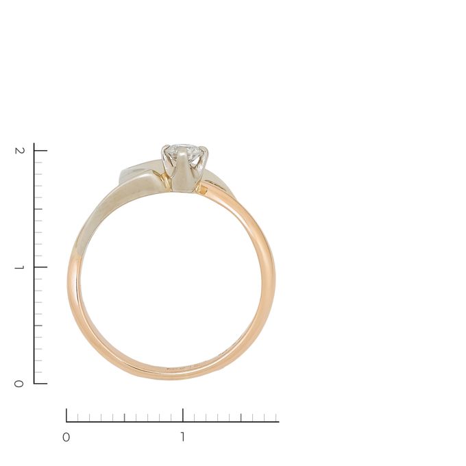 Кольцо из комбинированного золота 585 пробы c 1 бриллиантом