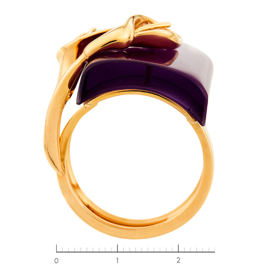 Кольцо из красного золота 750 пробы c 21 бриллиантами и 1 аметистом, Л28082866 за 201600