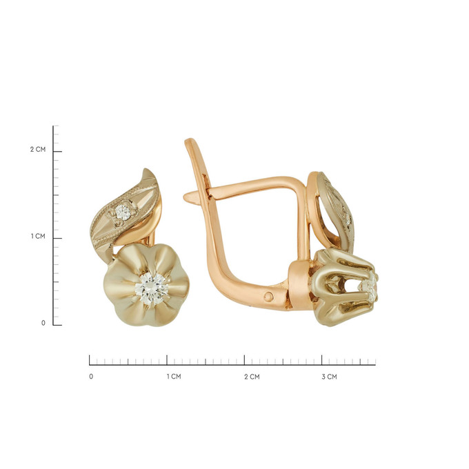 Серьги из золота 585 пробы c бриллиантами