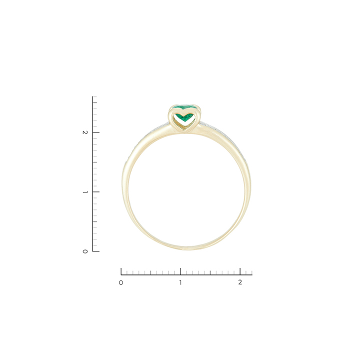 Кольцо из золота 585 пробы c 1 изумрудом и 8 бриллиантами
