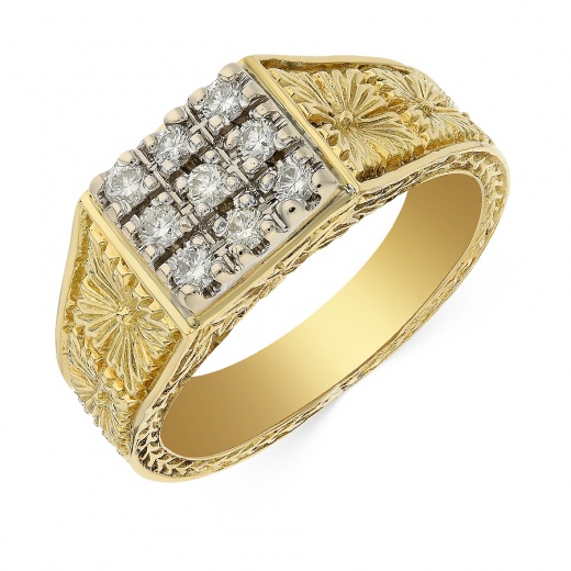 Кольцо из комбинированного золота 750 пробы c 9 бриллиантами 070286 фото 1