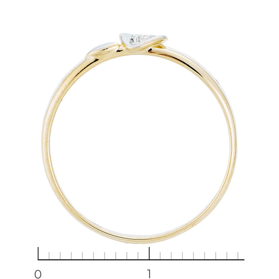 Кольцо из комбинированного золота 585 пробы c 1 бриллиантом, Л36061152 за 9450