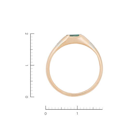 Кольцо из комбинированного золота 585 пробы c 2 бриллиантами и 1 изумрудом, Л30132703 за 16140