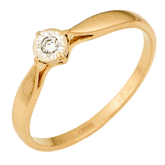 Кольцо из комбинированного золота 585 пробы c 1 бриллиантом, Л73021327 за 6750