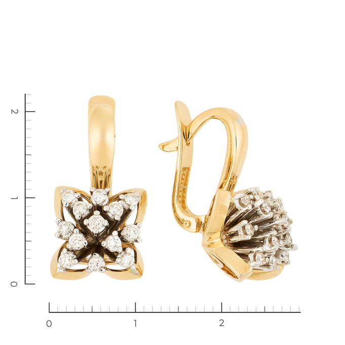 Серьги из золота 585 пробы c 26 бриллиантами