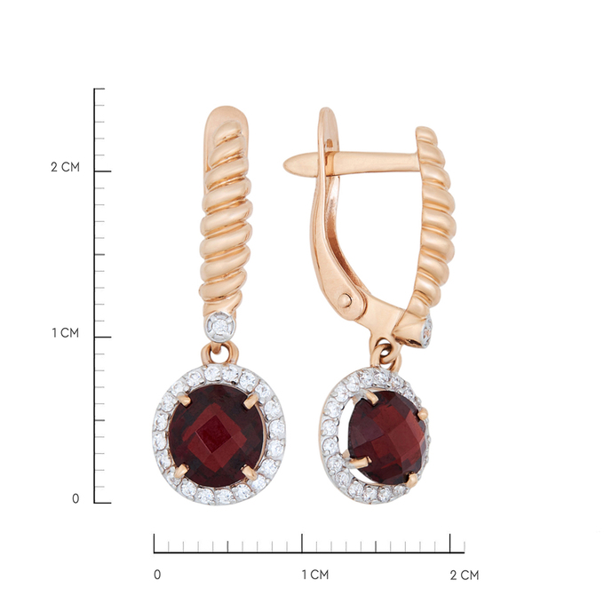 Серьги из золота 585 пробы c гранатами и фианитами, К 0000 4181 за 42000