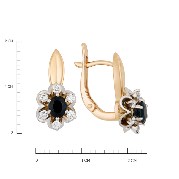 Серьги из золота 585 пробы c сапфирами и бриллиантами, Л 2812 2609 за 91900