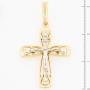 Крестик из комбинированного золота 585 пробы c 4 бриллиантами Л45061708 фото 2