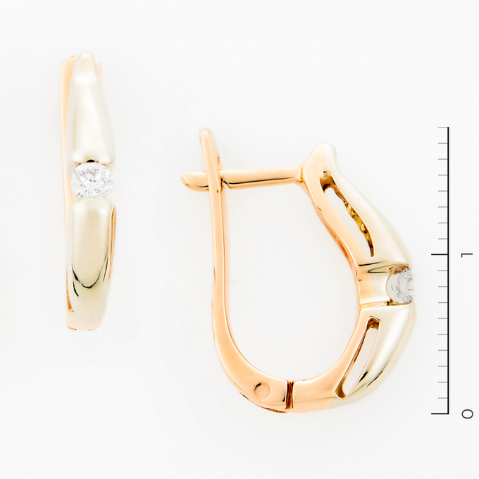 Серьги из золота 585 пробы c 2 бриллиантами