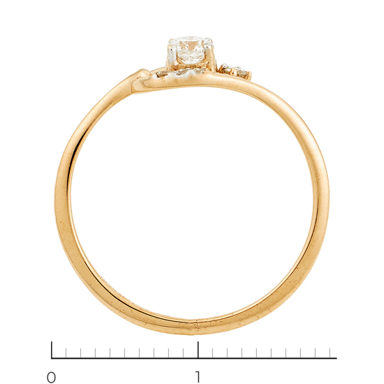 Кольцо из красного золота 585 пробы c 5 бриллиантами, Л28087441 за 12750