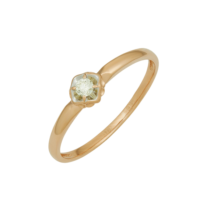 Кольцо из золота 585 пробы c бриллиантом