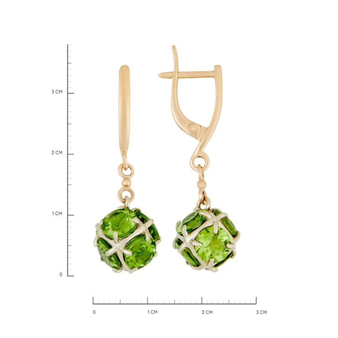 Серьги из золота 585 пробы с хризолитами, Ц О007 3866 за 76700