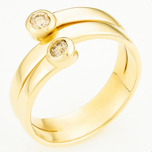 Кольцо из желтого золота 585 пробы c 2 бриллиантами Л28080361 фото 1