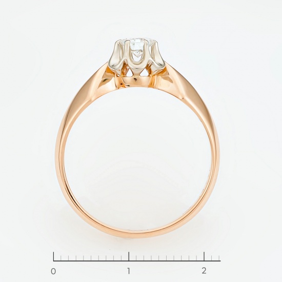 Кольцо из комбинированного золота 583 пробы c 1 бриллиантом, Л09096632 за 79415