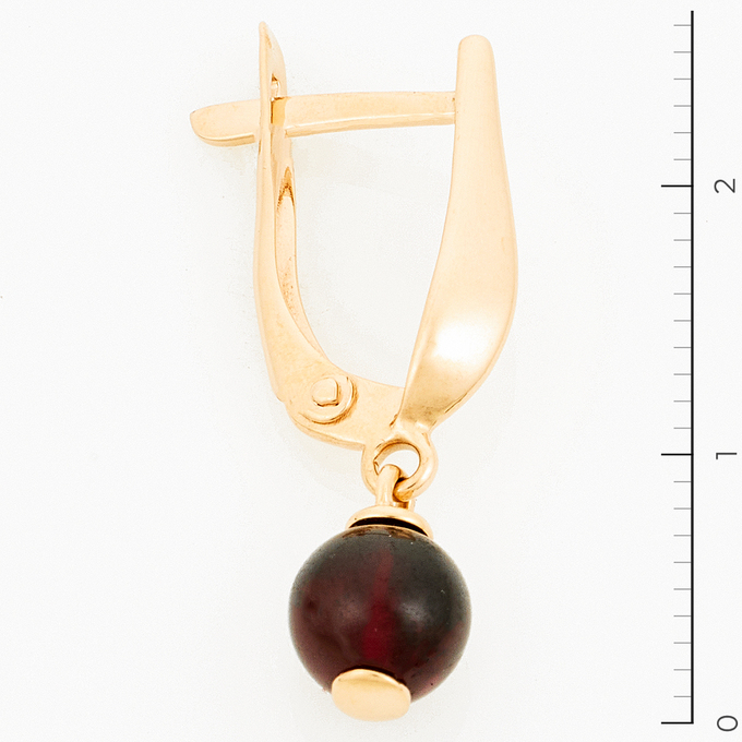 Серьги из красного золота 585 пробы c 2 гранатами