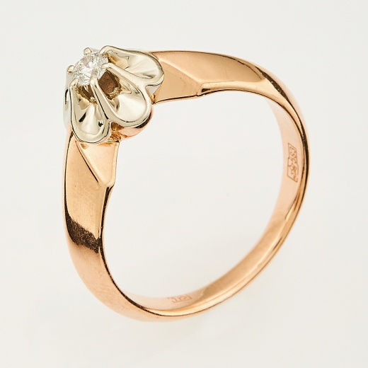 Кольцо из комбинированного золота 583 пробы c 1 бриллиантом Л60014109 фото 1