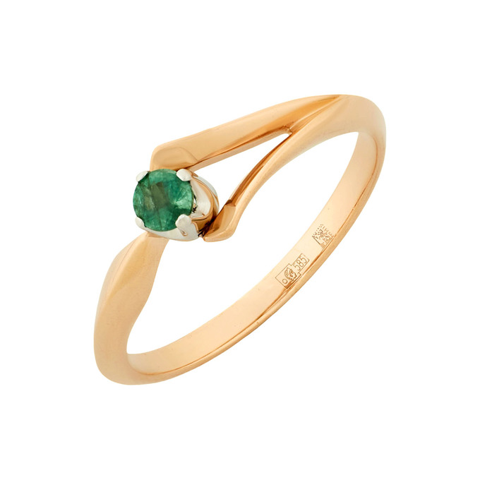 Кольцо из золота 585 пробы c изумрудом