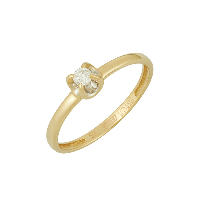 Кольцо из золота 585 пробы c бриллиантом, Л 0515 3087 за 15600