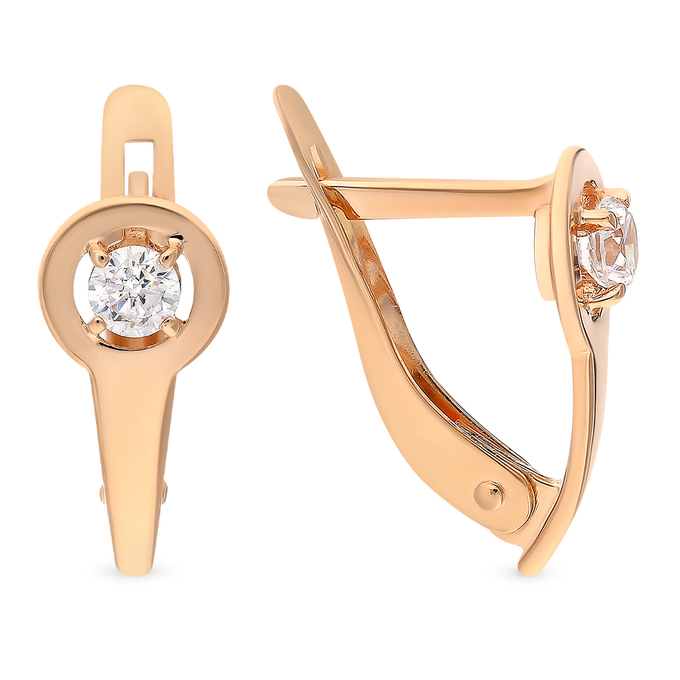 Серьги из золота 585 пробы c фианитами