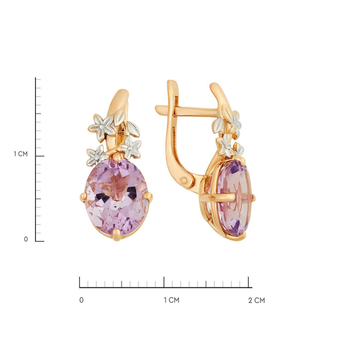 Серьги из золота 585 пробы с аметистами, Л 3706 9110 за 43200
