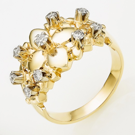 Кольцо из комбинированного золота 585 пробы c 9 бриллиантами Л19088255 фото 1