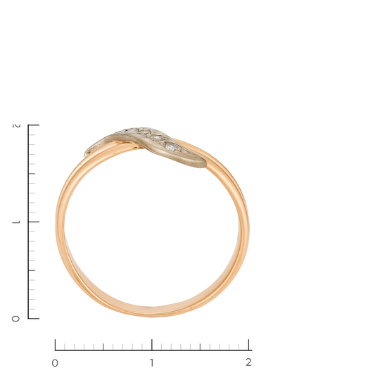 Кольцо из комбинированного золота 585 пробы c 5 бриллиантами, Л54054097 за 24400