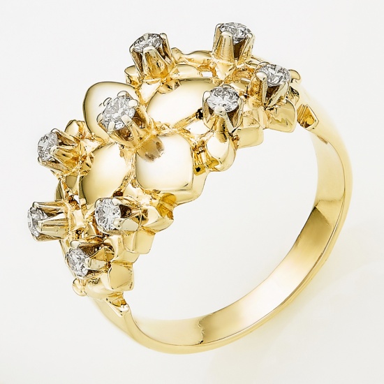 Кольцо из комбинированного золота 585 пробы c 9 бриллиантами, Л19088255 за 43 920 ₽