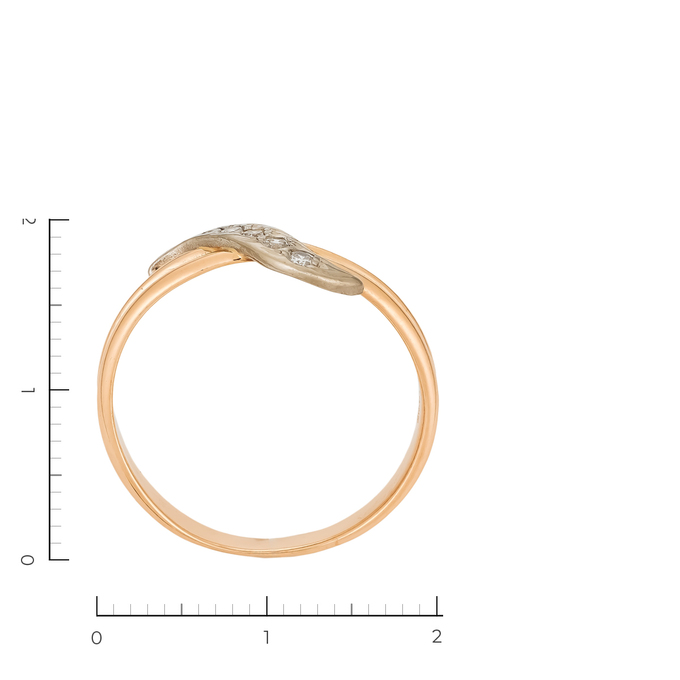 Кольцо из комбинированного золота 585 пробы c 5 бриллиантами, Л 5405 4097 за 21350