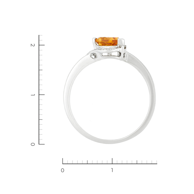 Кольцо из белого золота 585 пробы c 6 бриллиантами и 1 цитрином