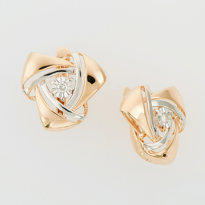 Серьги из золота 585 пробы c бриллиантами, Л 7300 2528 за 50300