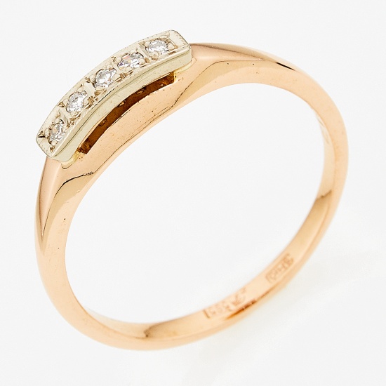 Кольцо из комбинированного золота 585 пробы c 5 бриллиантами, Л32079015 за 10575
