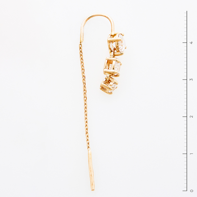 Серьги из красного золота 585 пробы c фианитами