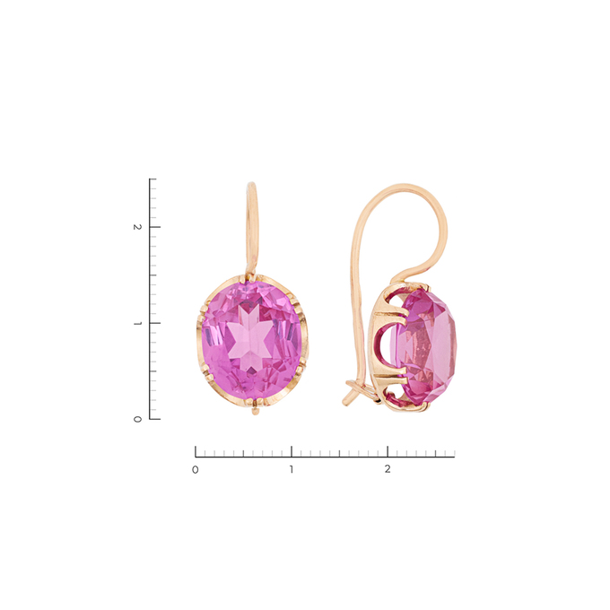 Серьги из золота 583 пробы c 2 корундами