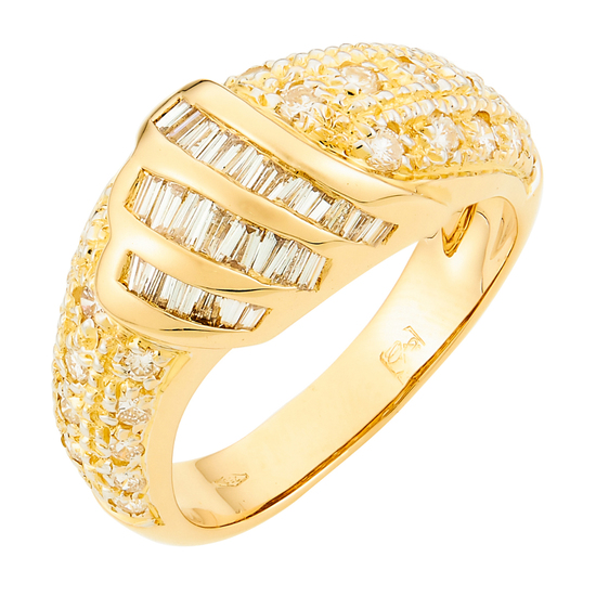 Кольцо из желтого золота 750 пробы c 59 бриллиантами, Л28086876 за 80000