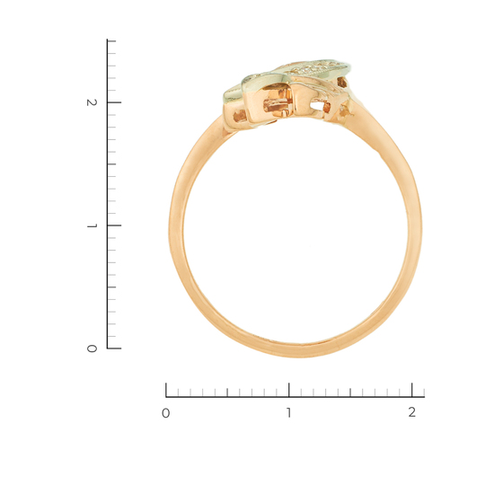 Кольцо из комбинированного золота 585 пробы c 6 бриллиантами, Л11122435 за 34950