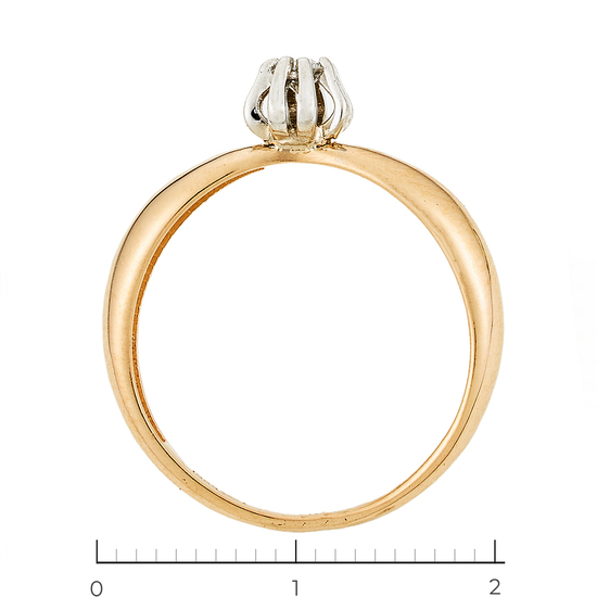 Кольцо из комбинированного золота 585 пробы c 1 бриллиантом, Л28086879 за 8715