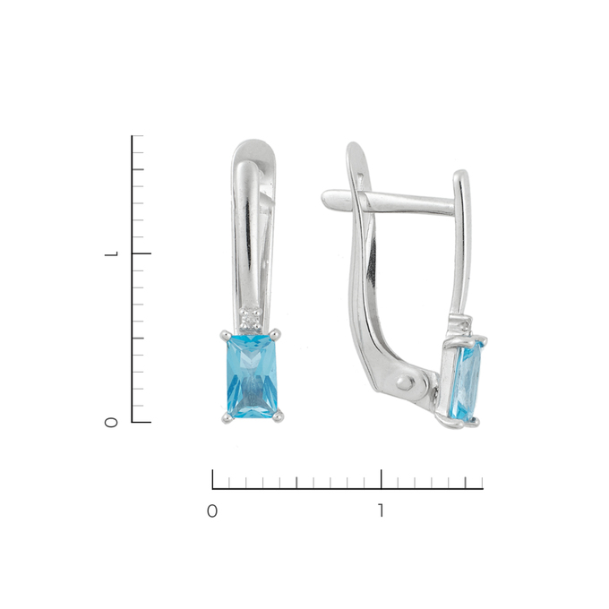 Серьги из белого золота 585 пробы c 2 бриллиантами и 2 топазами, Л 6602 1481 за 11550