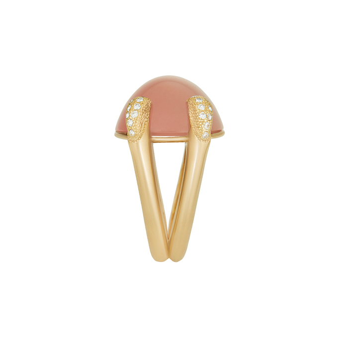 Кольцо из золота 750 пробы c бриллиантами и розовым кварцем, Л 0408 7880 за 159000