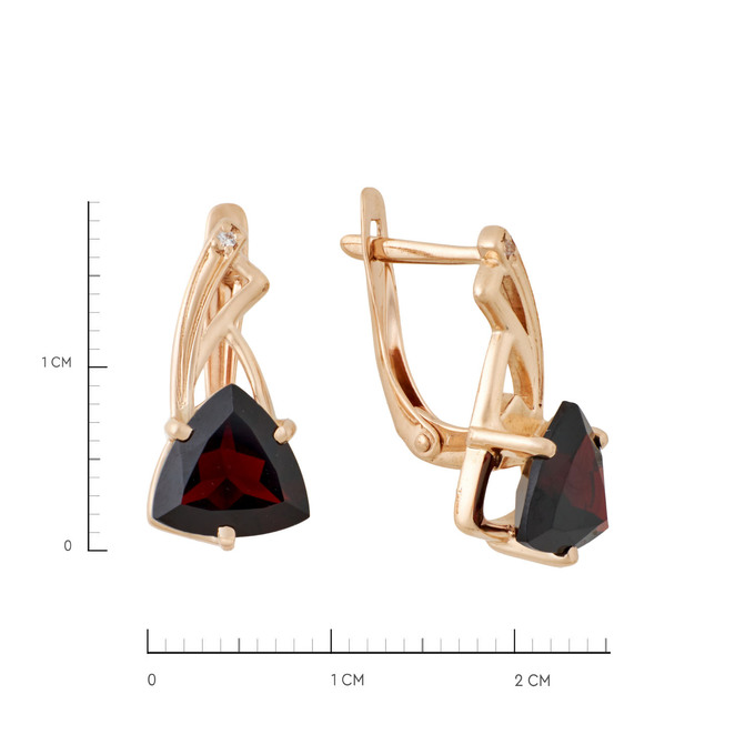 Серьги из золота 585 пробы с гранатами и фианитами, Ц О007 5998 за 41000