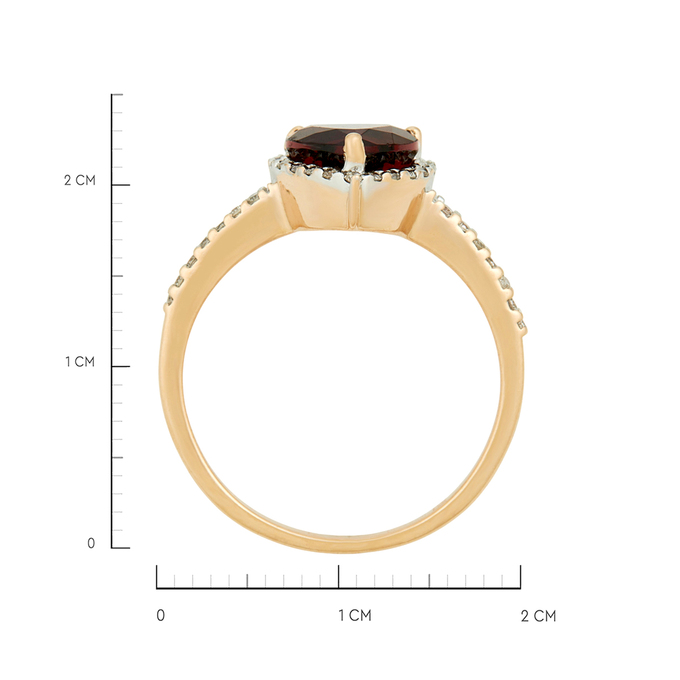 Кольцо из золота 585 пробы c гранатом и бриллиантами, Л 1114 3046 за 25830