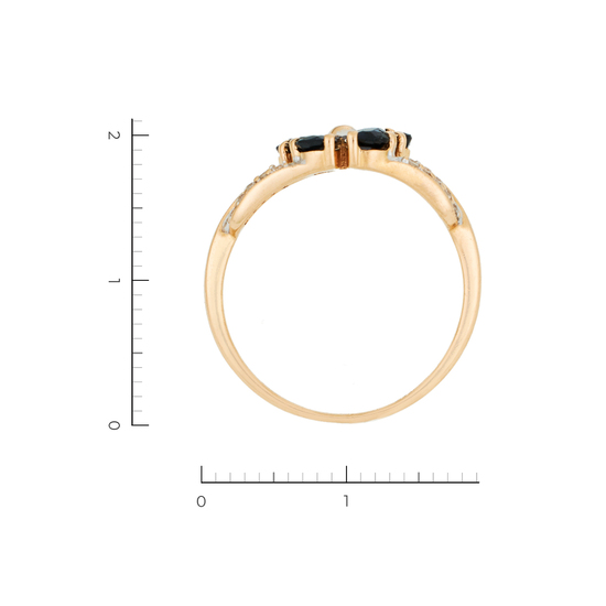 Кольцо из красного золота 585 пробы c 20 бриллиантами и 6 сапфирами, Л33087363 за 24900