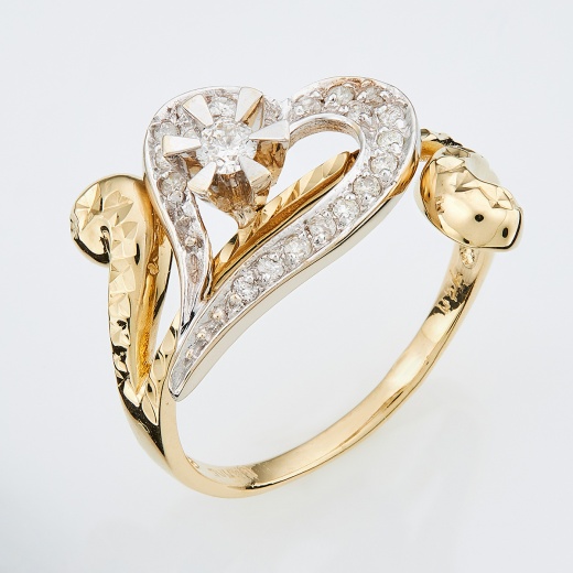 Кольцо из комбинированного золота 750 пробы c 23 бриллиантами Л70003145 фото 1