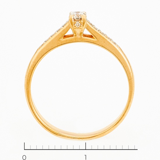 Кольцо из красного золота 585 пробы c 11 бриллиантами, Л41061416 за 8225