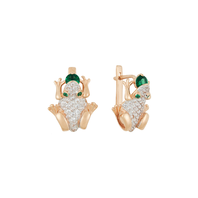 Серьги из золота 585 пробы c фианитами
