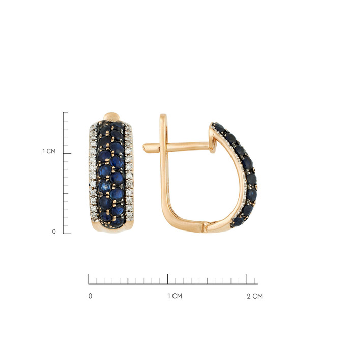 Серьги из золота 585 пробы с сапфирами и бриллиантами, Л 3706 8700 за 49600
