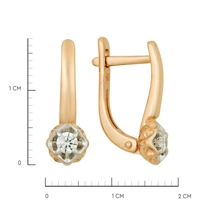 Серьги из золота 585 пробы c бриллиантами, Л 7502 8871 за 37900