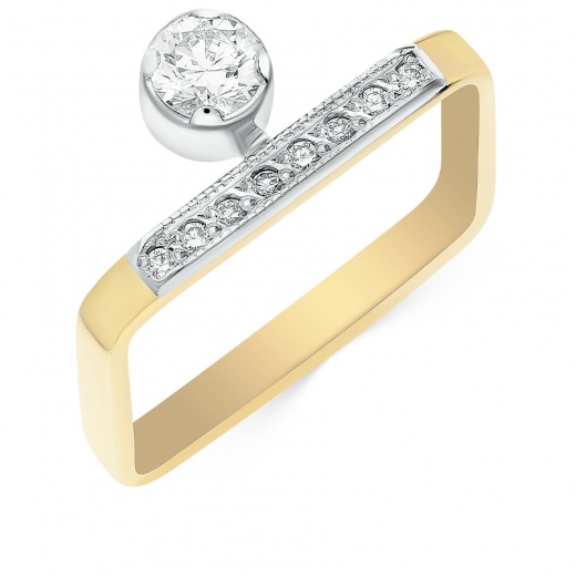 Кольцо из комбинированного золота 750 пробы c 9 бриллиантами 063932 фото 1